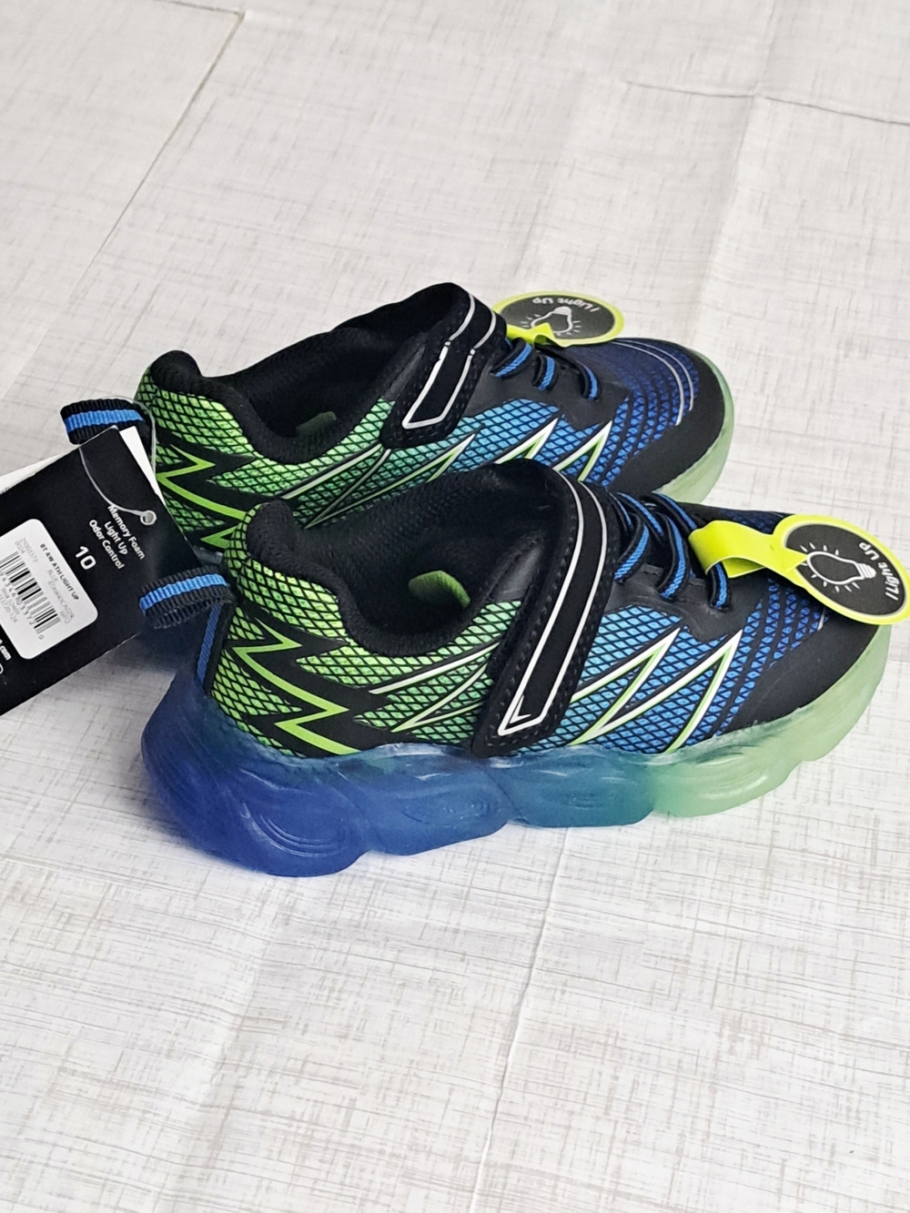 Athletic Works Kids Light-Up Sneakers - Black, Blue & Green